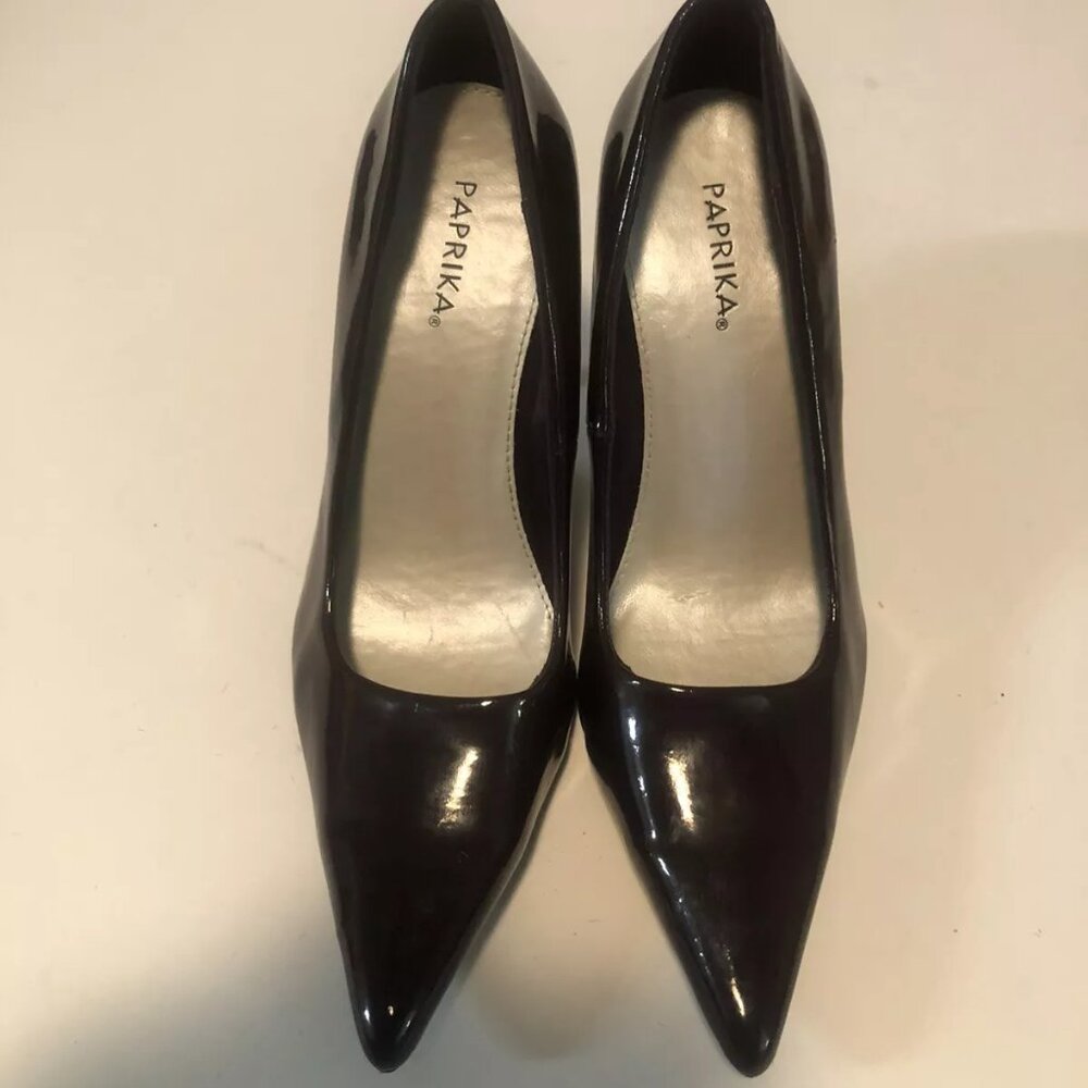 Paprika Point Toe Purple Patent Leather 4" High Stiletto Heels Pump Shoes 7.5